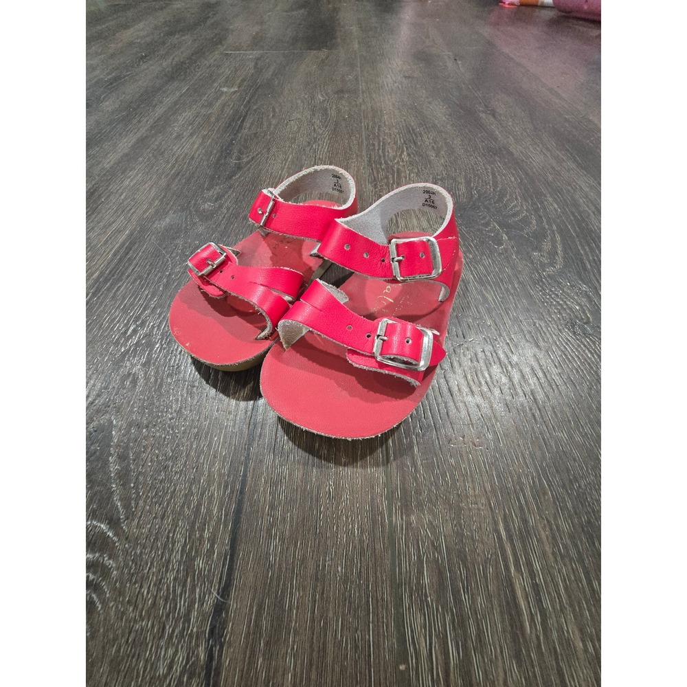 Salt Water Sandals Hoy Shoe Sea Wees Red Leather Buckle Baby Toddler Size 3